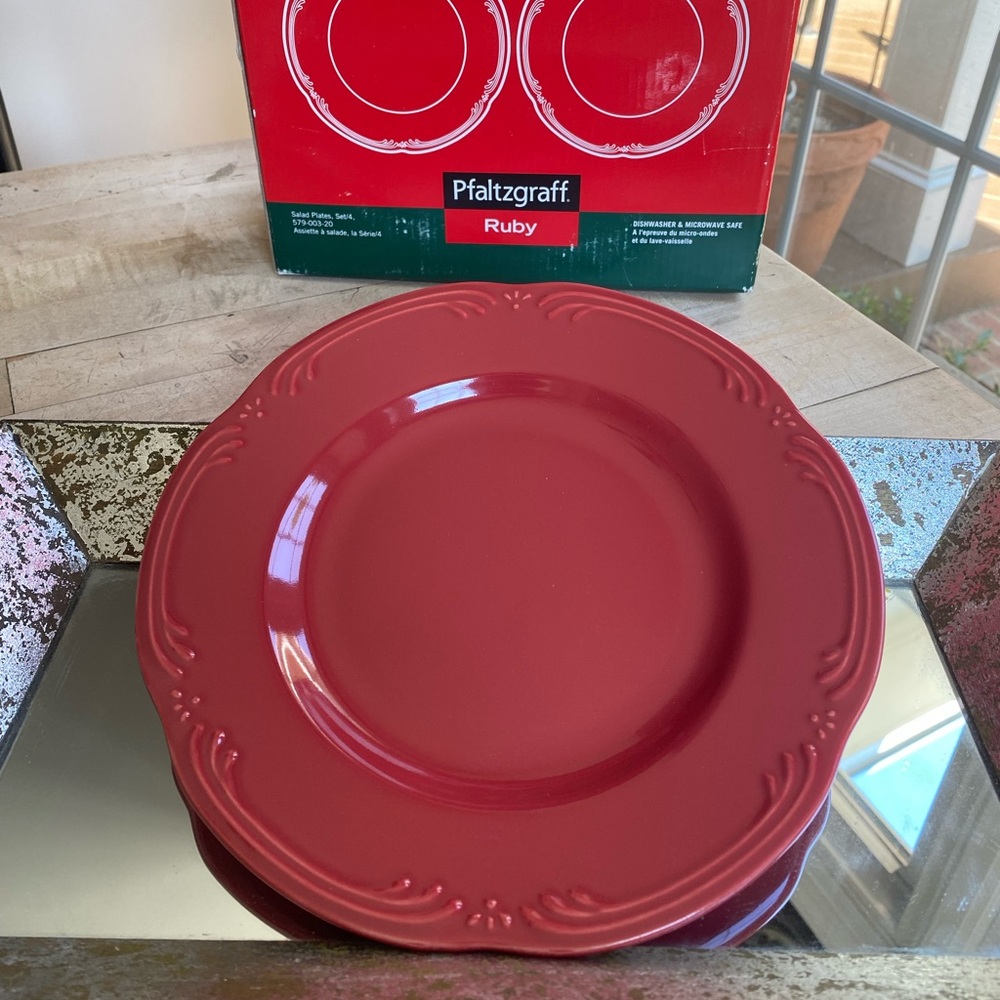 Pfaltzgraff Ruby Salad Plates 6” Set of 4 New in Box